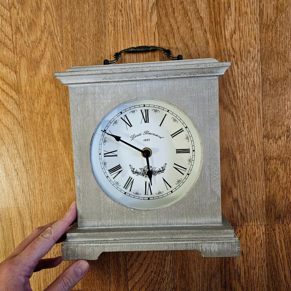 NEW Louis Bernard rustic mantel shelf clock